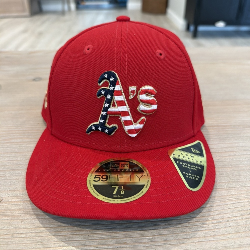 DS New Era Oakland Athletics A's 59Fifty Red Independence 4th July USA Fitted